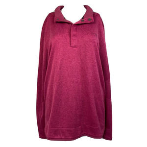Under Armour Shirt Sweatshirt Womens Sz L Pink Knit‎ Button Loose Golf Cold Gear